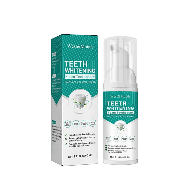 Espuma blanqueadora dental pasta de dientes eliminación de manchas dientes espuma de limpieza profunda 60 ml~