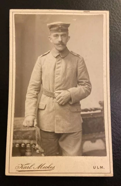 Originales Foto Hartkarton Ulm Wk1 Portrait Soldat  Württemberg