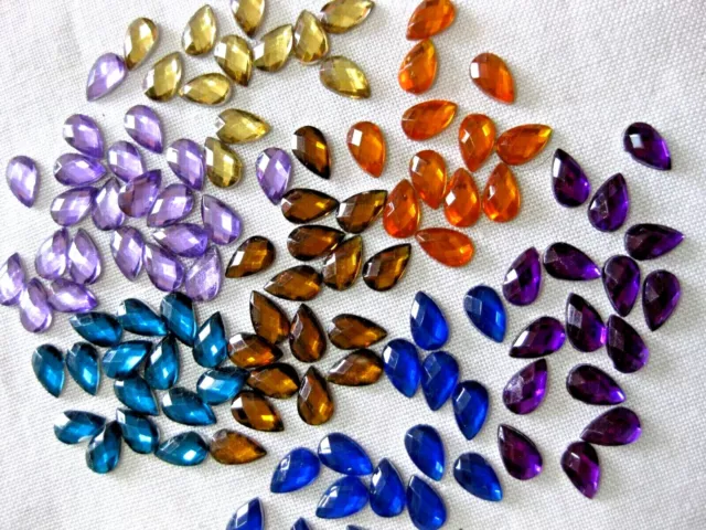 200 Acrylic Rhinestone Glitter Stones Drops Color Selectable 6x10mm Crafting St37.1E