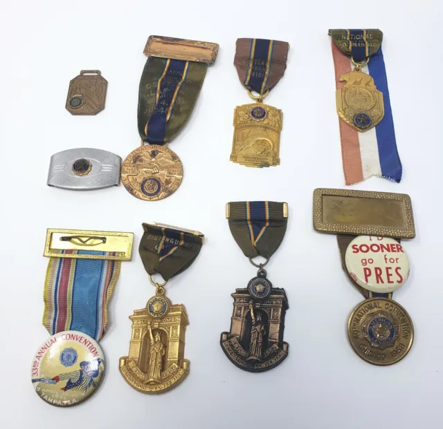 American Legion 1930’s - 1950’s National Convention Medals Money Clip Lot Of 9