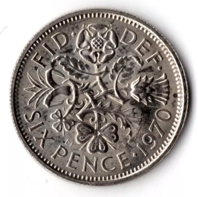 1970 Elizabeth II Sixpence. Cupro Nickel 2.8g 19mm. Proof