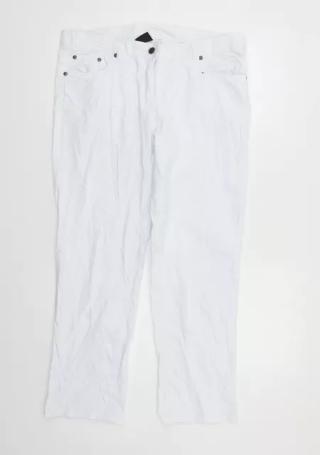 Artime Womens White Cotton Capri Trousers Size 12 L25 in Regular