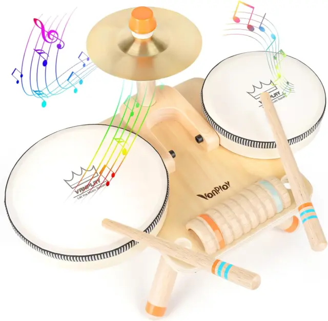 Toddler Toys Wooden Kids Drum Kit Musical Instruments Wooden Toys Baby Drum Set
