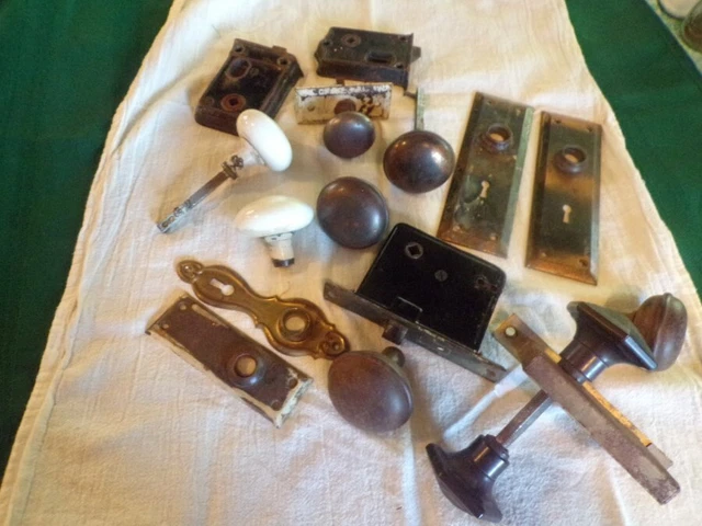 Lot of Vintage /Antique Door Knobs, face plates, Locks.