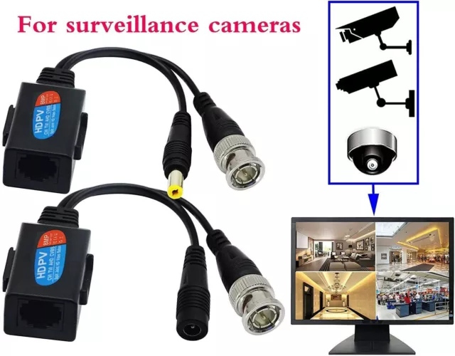 RJ45 to CCTV Video BALUN TVI CVI AHD CVBS BNC 3 4 5 8 MP 4K HD via UTP Connector