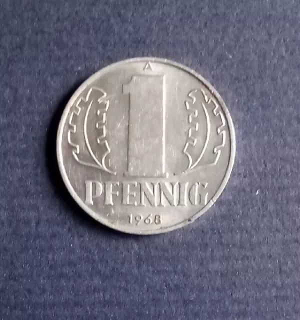 1 Pfennig 1968 A Kursmünze DDR in Aluminium - Erhaltung sehr Gut