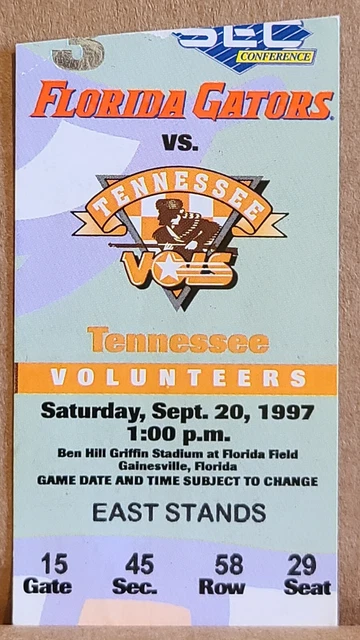 1997 Tennessee Vols. vs. Florida Gators -- Payton Manning 3 TDs 353 PaYds TICKET