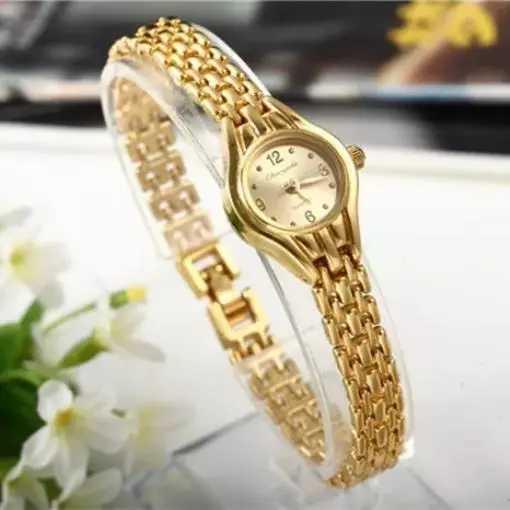 Reloj De Pulsera Cuarzo Para Mujer Dorado Ocio Con Esfera Lujo Pequeña Elegante