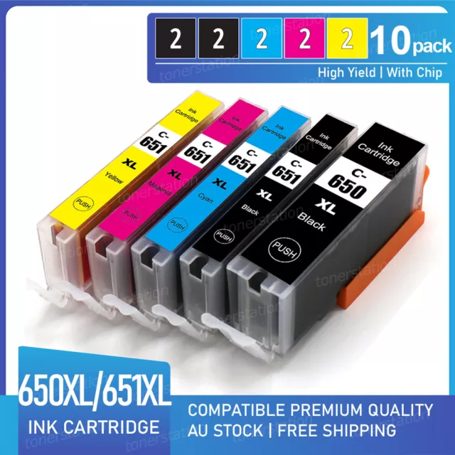 10 Ink Cartridge PGI 650 XL CLI 651 for Canon IP7260 MX926 MG5460 MG6360 Printer
