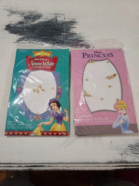 VTG Disney Princess Snow White/Cinderella Tights Dress Up Gold Sparkle 7-10 NOS
