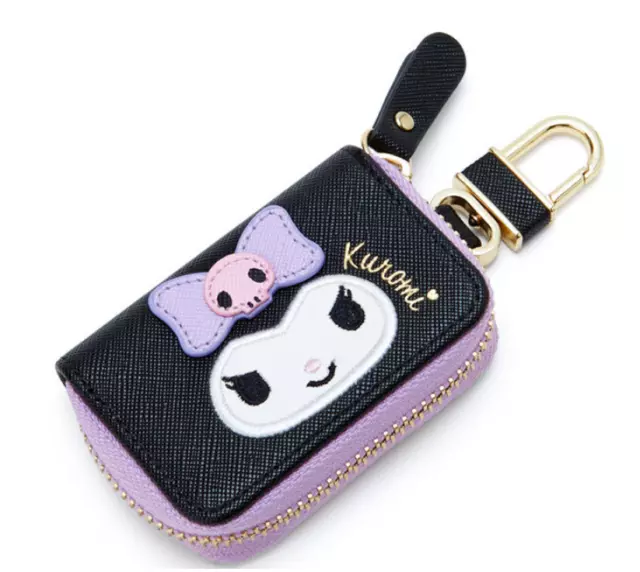 JAPAN Sanrio Kuromi Black Purple Car Smart Key Case Purse Leather Storage Holder