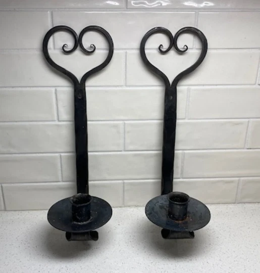 Hand Forged Wrought Iron Sconces - Set of Two