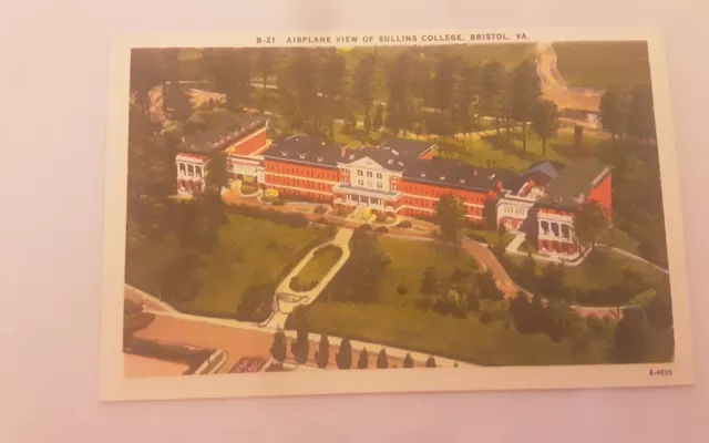Airplane View Of Sullins College, Bristol Virginia VA Postcard