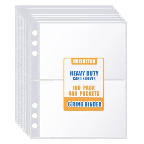 100 Pack 400 Pockets 3.5x5” Photocard Sleeves for 6 A5 Binder Ultra-Clear Pho...
