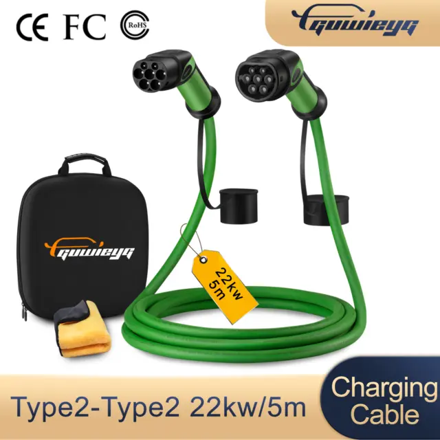 GUWIEYG Type2 Electric Car Charging Cable,Charge Cable Type2 to Type2 22KW 5M