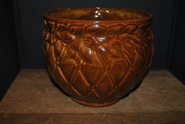 Mccoy Brown Quilted Jardiniere Planter