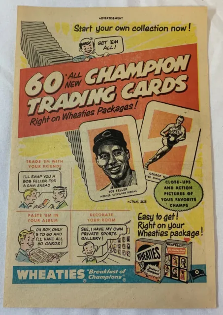 1952 Peluche Bob Feller,George Mikan Carte Ad Pagine ~ Cleveland Indians,Lakers