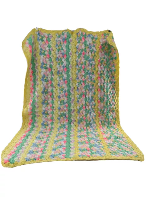 Baby Receiving Crib Stroller Blanket Crochet Shell Pattern Pastel 43"x64"