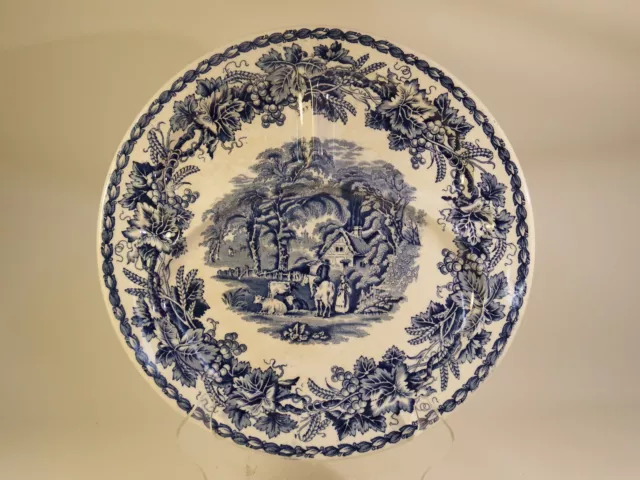 Vtg Booths BRITISH SCENERY Antique 10.5" Blue Transferware Divided Grill Plate