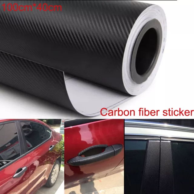 3D Auto Car Interior Accessories Panel Black Carbon Fiber Vinyl Wrap Sticker DIY