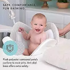 Blooming Bath Lotus Baby Bath Seat, Washer-Safe Infant Bathtub, Gray