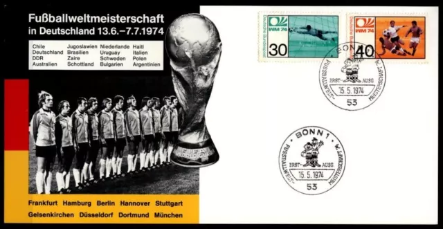 Fußball. WM-1974. Deutsche Fußballnationalmannschaft. Ersttagskarte. BRD 1974