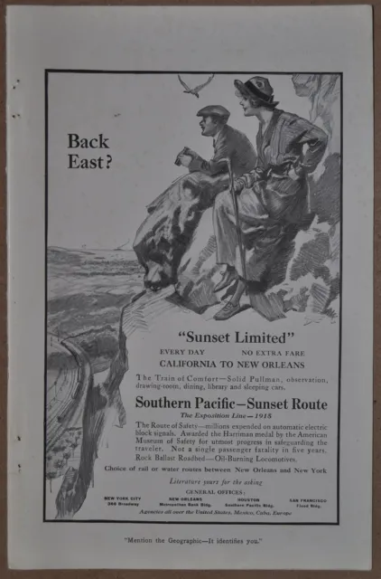 1914 Southern Pacific RR advertisement, Sunset Limited, mountain climbers