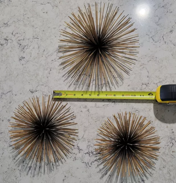 70's Vintage MCM Brutalist Sea Urchin, C. Jere Style Metal Poms, Atomic Stars