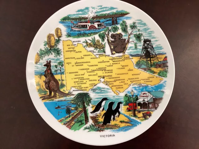 Vintage Westminster Australian Fina China Map Of Victoria Decorating Plate 24 cm