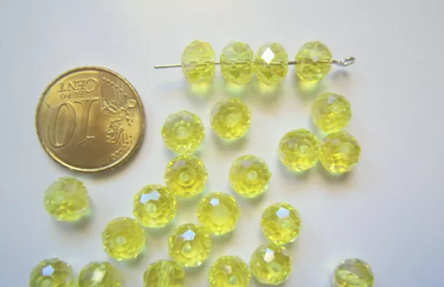 Perlas cristal facetado 8 x 6 mm X 24 UNIDADES amarillo abalorios fornituras