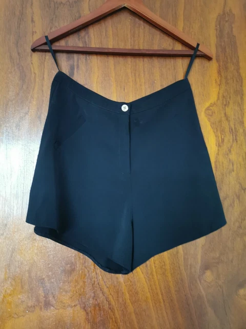 PANTALONCINI RIVER ISLAND NERI PANTALONI CALDI 8 S Small GC Smart Mock Tasche Bottone Cerniera