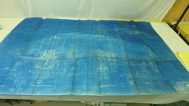 Antique Blueprint Industrial Art Detroit Automotive Ex-Cello Corp 1937 36"x56"