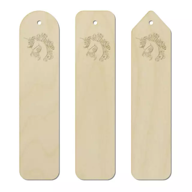 3 x 'Floral Unicorn' Birch Bookmarks (BK00019004)