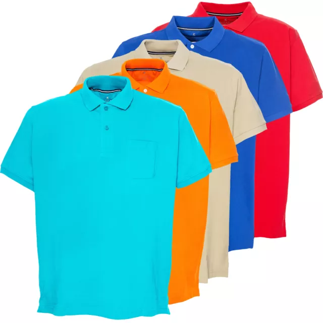 Kitaro Poloshirt Polo Hemd Basic Herren Kurzarm Baumwolle  Piqué Extra Lang Tall