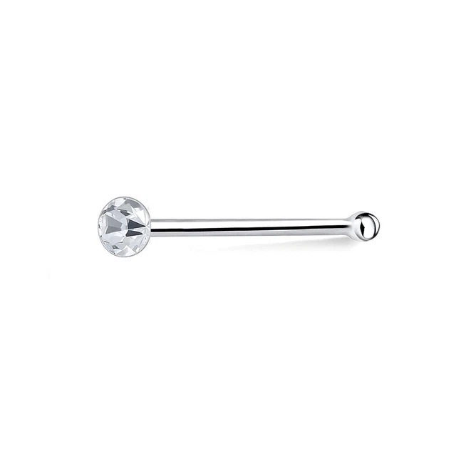 Pure 925 Sterlingsilber Kristall Stein Winzig Nase Pin 1.5mm Für Damen - &