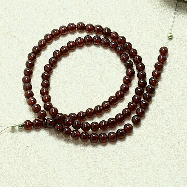 Collier Grenat Naturel 45cm Taddart - Pierre Précieuse Rouge Brun Avec Fermoir Mousqueton
