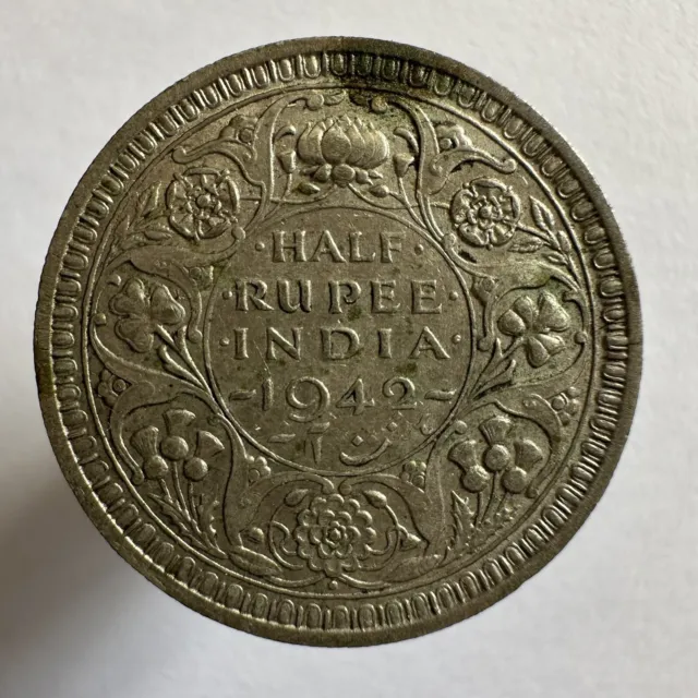 British India 1/2 Half Rupee 1942  (Rx1121895/79)