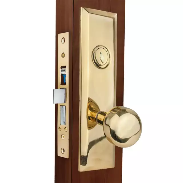 ML900 Series Bright Brass Grade 1 Entry Atrium Mortise Lock with Door Knob