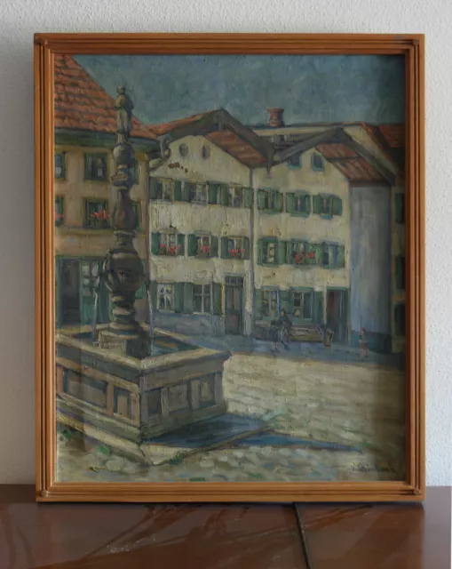 Bad Tölz Jungmayrplatz 30er Jahre Eduard Steinbach Olbild
