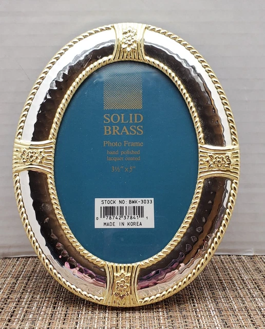 Solid Brass Oval Photo Frame Silver Gold Hand Painted Brass Lacquered