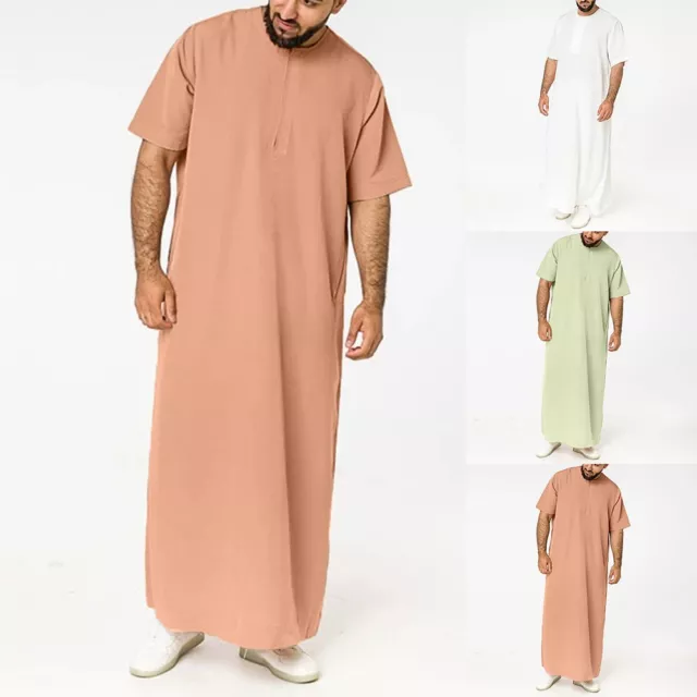 Moda Vestaglia Uomo Mussulmano Vestiti Abaya Thobe Maglia Extra Lungo Abito