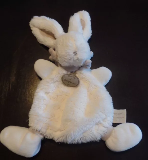 B6G / doudou lapin bonbon blanc écharpe taupe DOUDOU ET COMPAGNIE