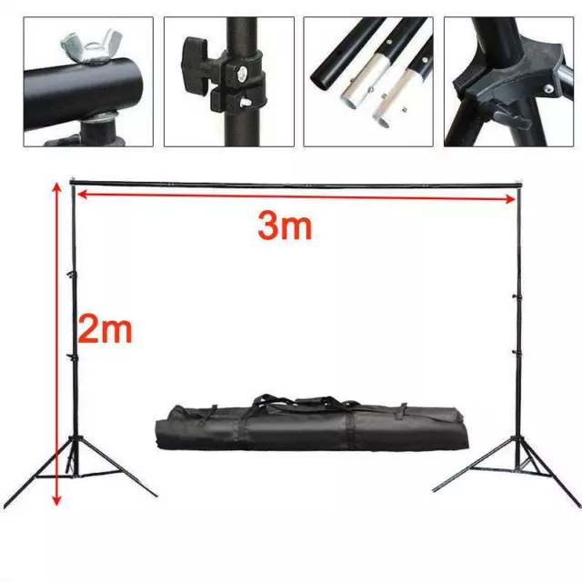 10Ft 2*3m Adjustable Photography Background Support Stand Backdrop 4Crossbar Kit