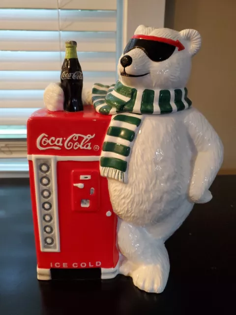 Coca Cola 1997 Annual Edition Cool Break Polar Bear Ceramic Cookie Jar 11"