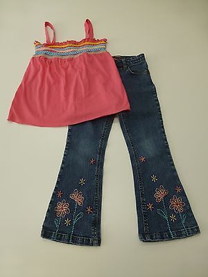 Girls Outfit Arizona Size 6X Pink Tank Shirt & Z Cavaricci Size 5 Blue Jeans