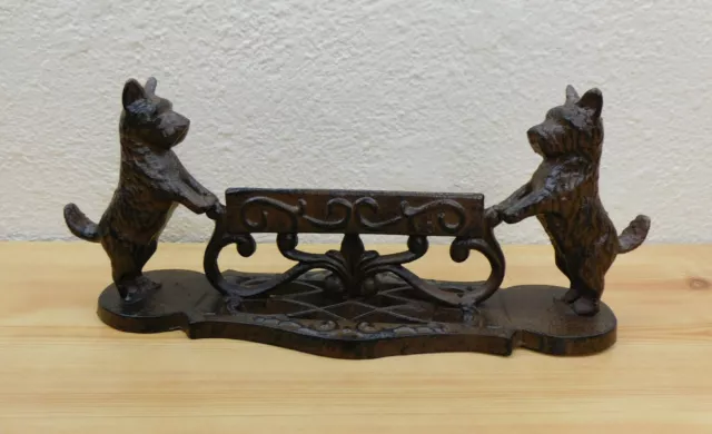Cast Iron Scottie Dog / Terrier Boot Scraper Door Stop Heavy 13" Vintage Style