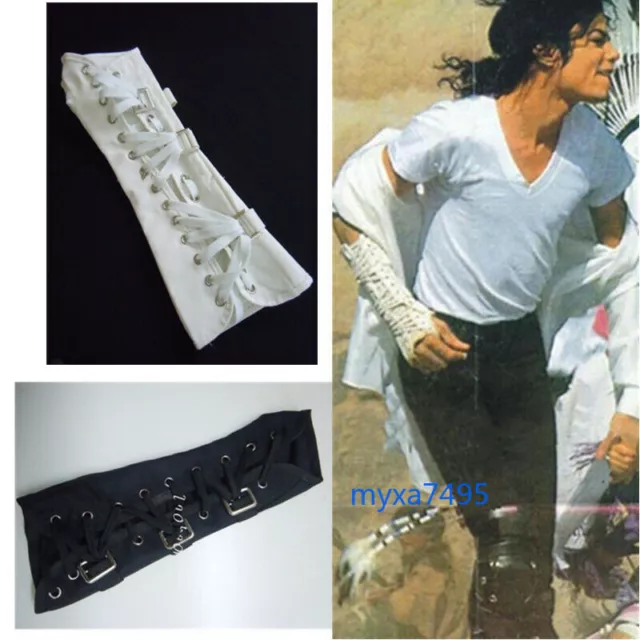 Michael Jackson MJ Armbrace BAD Jam White Cotton Glove Arm Brace Cosplay Prop