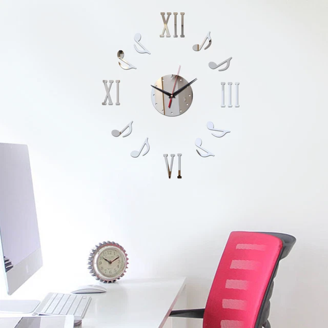 Hágalo usted mismo Reloj de Pared Redondo Moderno Cocina Decoración del Hogar Nota Números Romanos Forma de Pared