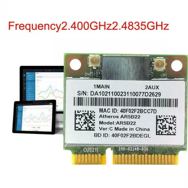 AR5B22 Half Mini PCIe 300Mbps+Bluetooth4.0 WLAN Wifi Wireless V5K6 Card H0C9