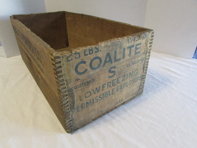 Vintage Wooden Dangerous High Explosives Crate Atlas Powder Dynamite Wood Box 5